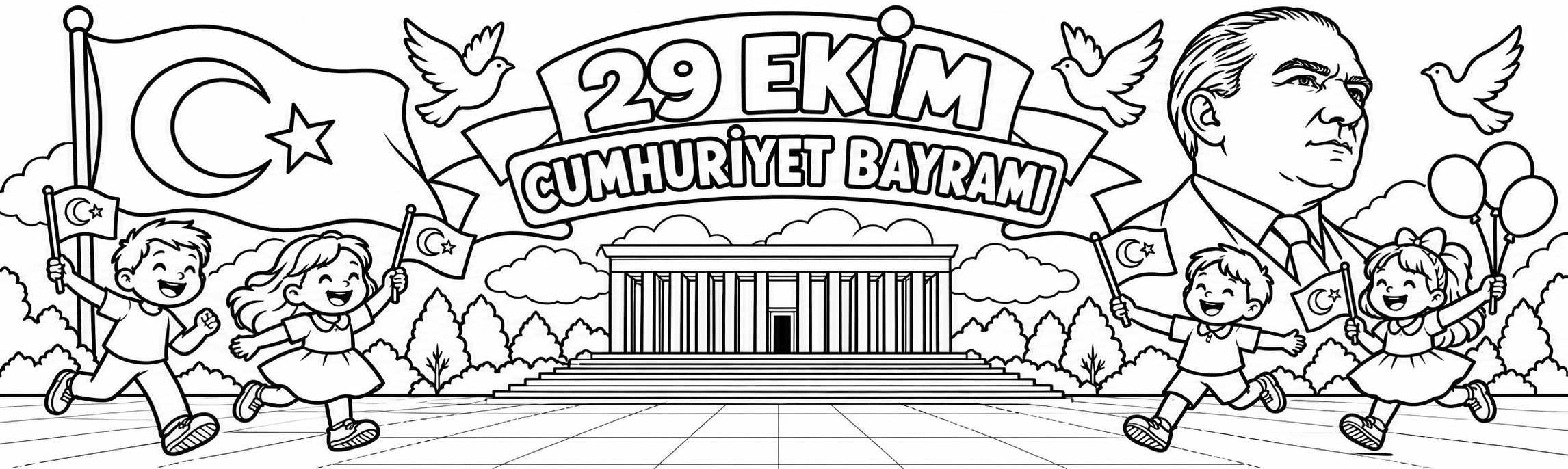 29 Ekim Cumhuriyet Bayramı Dev Boyama Afişi – 200 × 60 cm